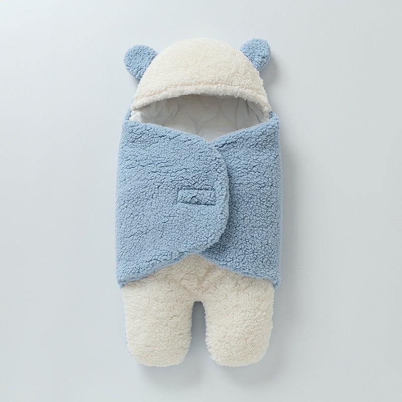 Newborn Swaddle Lamb Velvet Baby Quilted Autumn and Winter Thickeneded Outing Split-Leg Sleeping Bag Baby Quilt Vacuum Packaging - Image 3