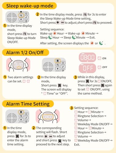 MASHI Bunny Alarm Clock Toddler Sleep Training Clock with Sun Moon Sleep Sound Machine Night Lights Alarm Clock for Kids Ideas for Kids Child - Image 3