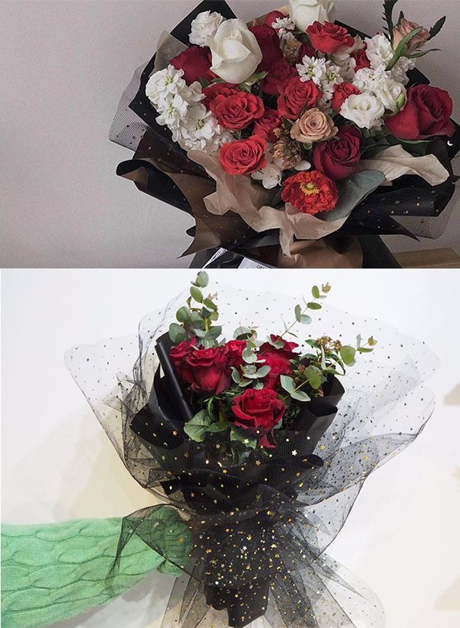 زي سي إم - هابي 1 لفة ورق تغليف الهدايا والباقة ستار مون غزل شبكة 48x450 سم - Image 3