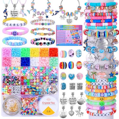 AIPRIDY 3600 Pcs Girls Toys Bracelet Making Kit UnicornMermaid Jewelry Activity Flat College Style Beading for Friendship Jewelry Making DIY Crafts for 412 Girls Birthday Christmas GiftsPink - Image 1