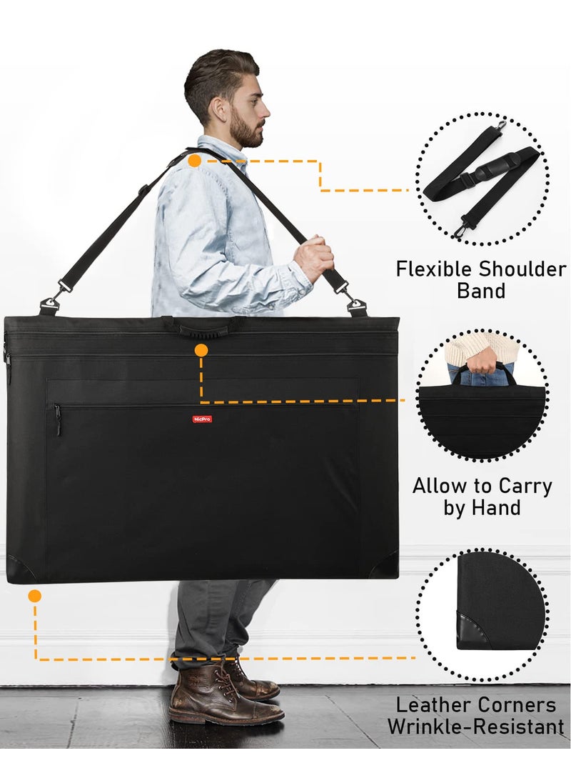 Nicpro Nicpro Light Weight Art Portfolio Bag, 24x36 Black Art Canvas Portfolio Case with Detachable Shoulder Strap, Leather Corners, Carrying Storage Case for Artwork, Poster, Sketching, and Drawing  - Image 3