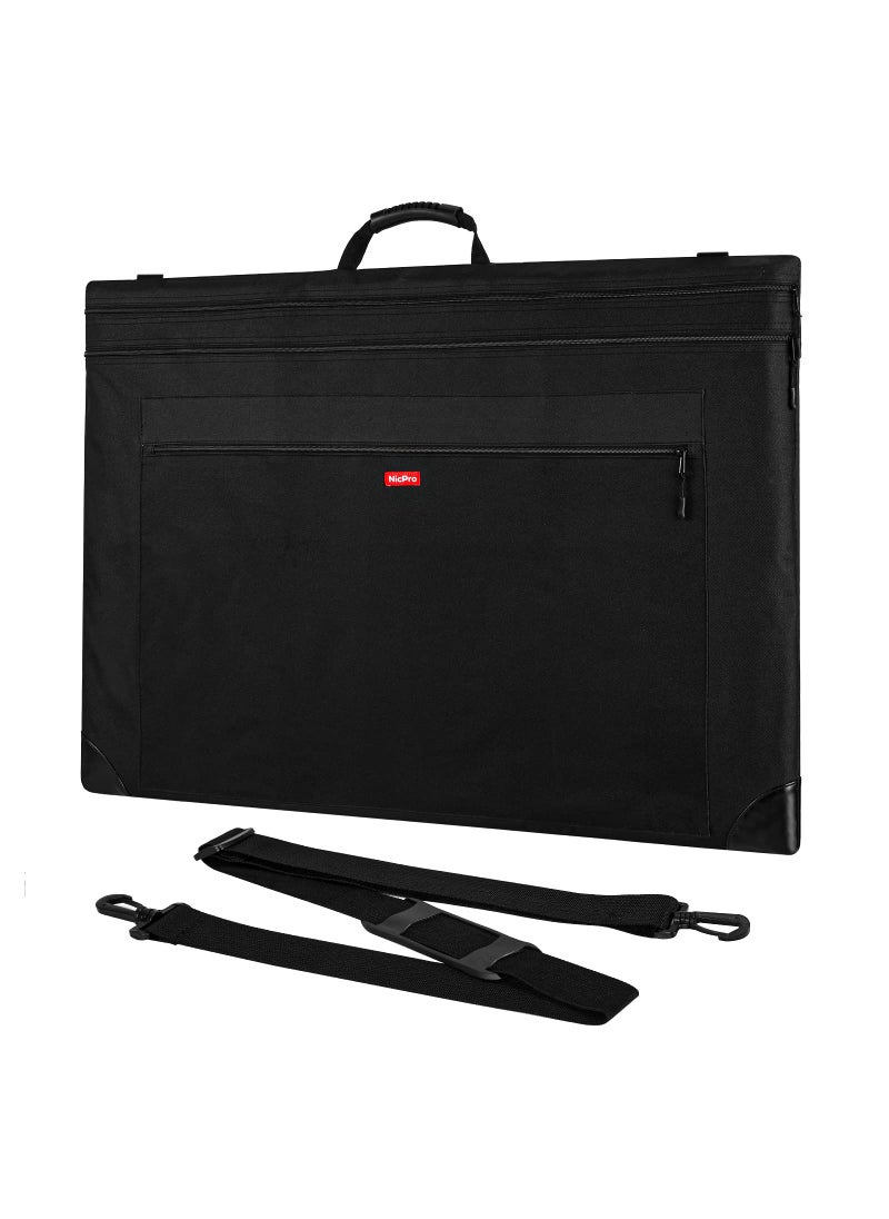 Nicpro Nicpro Light Weight Art Portfolio Bag, 24x36 Black Art Canvas Portfolio Case with Detachable Shoulder Strap, Leather Corners, Carrying Storage Case for Artwork, Poster, Sketching, and Drawing  - Image 1