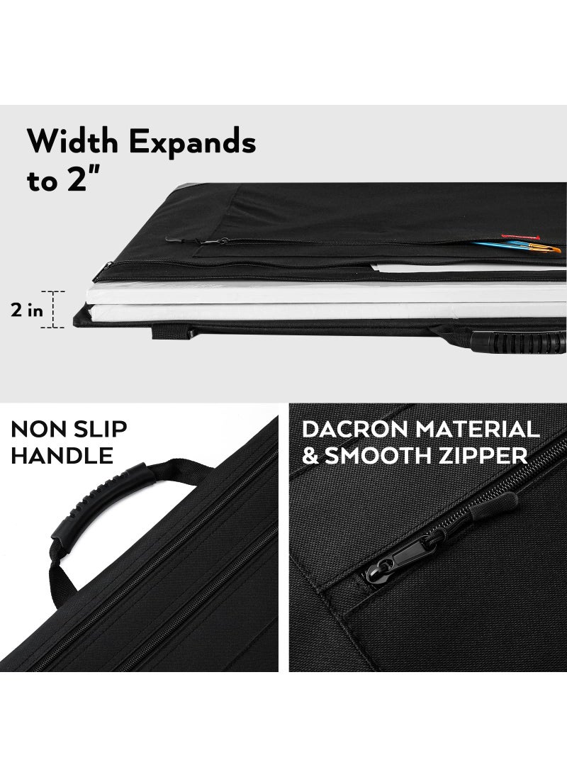 Nicpro Nicpro Light Weight Art Portfolio Bag, 24x36 Black Art Canvas Portfolio Case with Detachable Shoulder Strap, Leather Corners, Carrying Storage Case for Artwork, Poster, Sketching, and Drawing  - Image 5