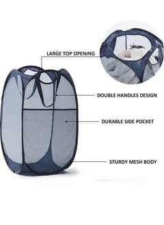 2-Pack Home Laundry Basket, Foldable Storage Basket, Mesh Popup Laundry Basket, Collapsible Clothes Washing Laundry Hamper with Carry Handle, Blue - pzsku/Z2E443D9FE7B3C8589F6DZ/45/_/1733561419/2a24cadc-f15e-4f19-a594-7d2a3948d785