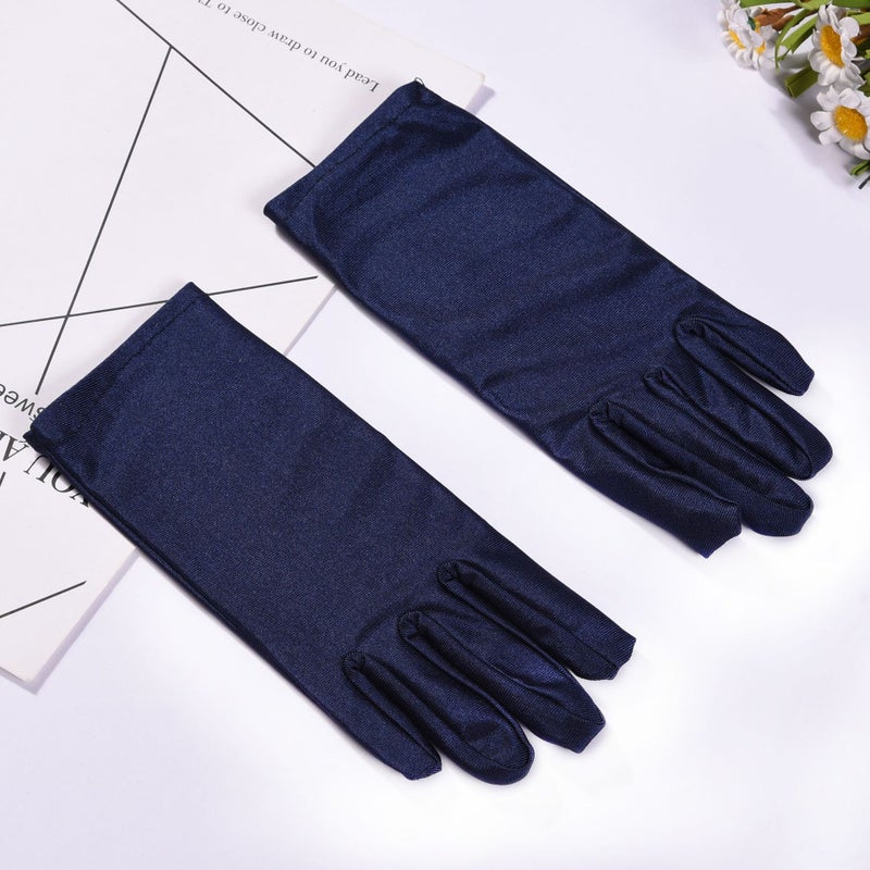 Spring and summer ladies snow gloves etiquette thin stretch gloves dance tight white gloves jewelry square dance gloves Navy 