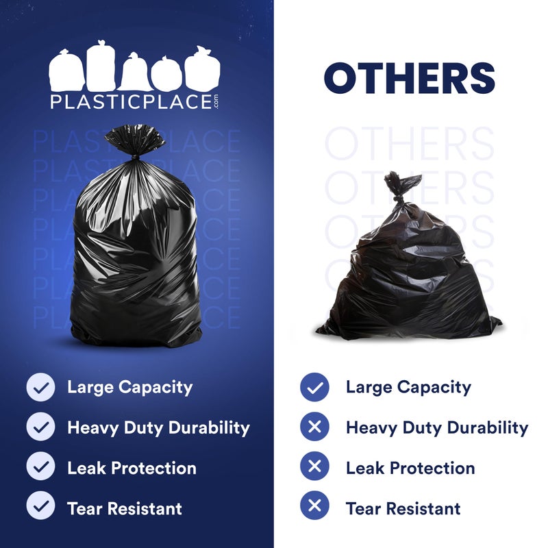 Plasticplace 55-60 Gallon Trash Bags â”‚ 1.0 Mil â”‚ Black Heavy Duty Garbage Can Liners â”‚ 38â€ x 58â€ (100 Count) - Image 5