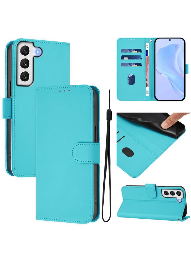 S-TOP Case For Samsung Galaxy S21 FE 5G Skin Feel Solid Color Leather Phone Case with Lanyard - Image 1