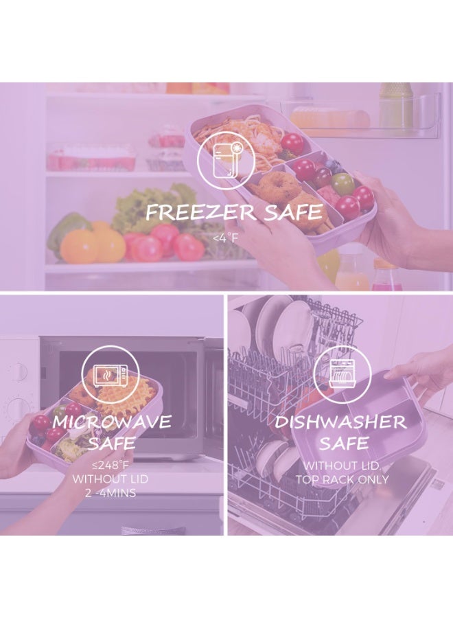 MISS BIG Lunch Box Kids, Leak Proof Lunch Containers, Momâ€™s Choice No BPAs and No Chemical Dyes Bento Box for Kids,Microwave and Dishwasher Safe Lunch Box (Purple M) - Image 4