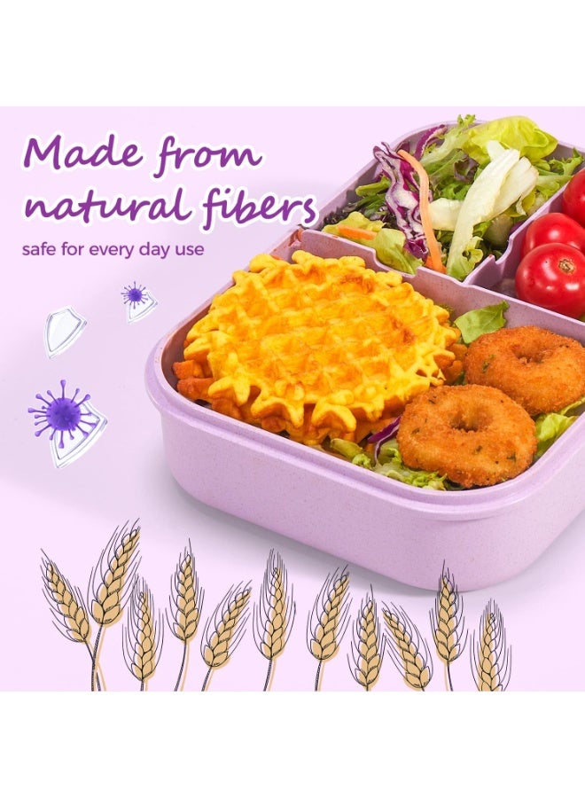MISS BIG Lunch Box Kids, Leak Proof Lunch Containers, Momâ€™s Choice No BPAs and No Chemical Dyes Bento Box for Kids,Microwave and Dishwasher Safe Lunch Box (Purple M) - Image 2