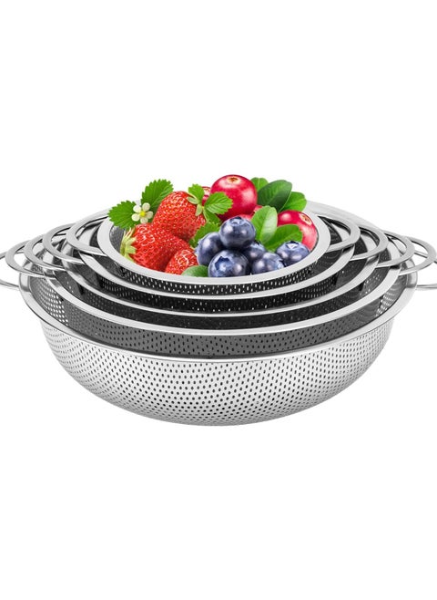 5PCS Mesh Strainers, Stainless Steel Strainers Vegetable Washing Basket Fruits Drain for Pasta Rice Vegetables