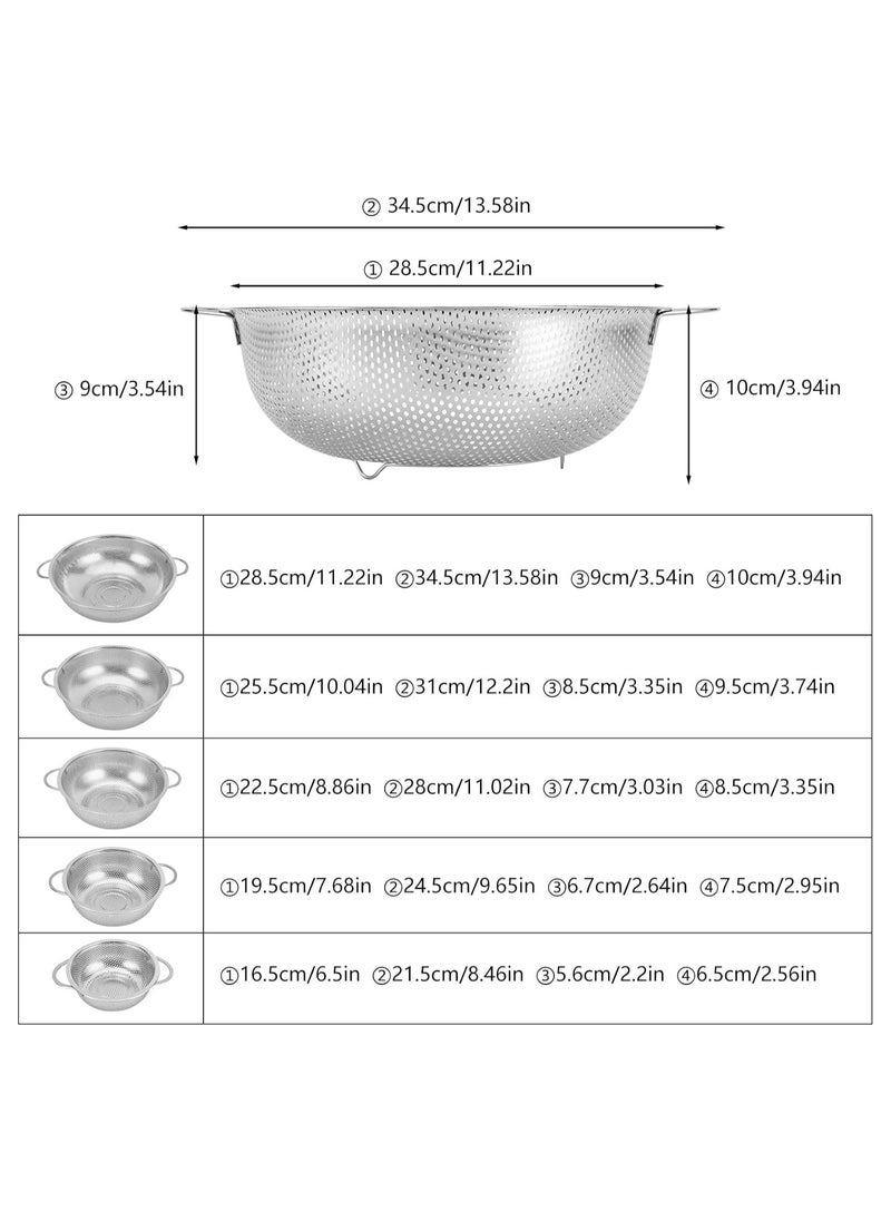 5PCS Mesh Strainers, Stainless Steel Strainers Vegetable Washing Basket Fruits Drain for Pasta Rice Vegetables