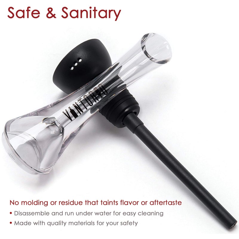 Vintorio Wine Aerator Pourer - Premium Aerating Pourer and Decanter Spout (Black)
