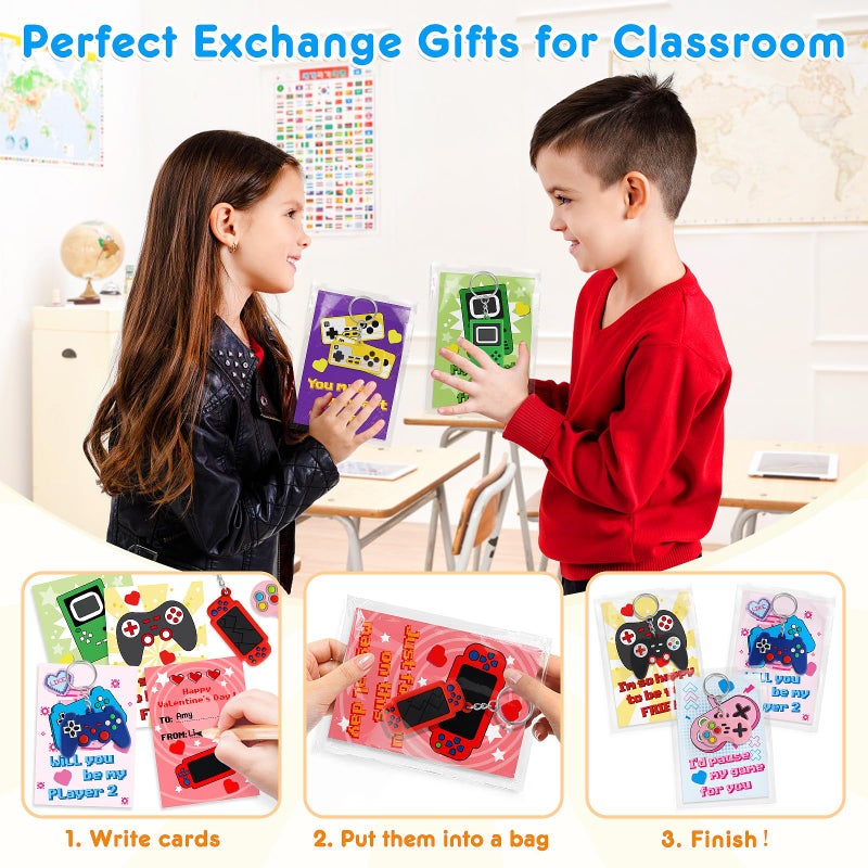 BAYSING 30 Pack Valentines Day Gifts for Kids, Valentines Keychain with Cards, Classroom Exchange Prizes & Party Favors, Kids Valentines Day Cards, Ideal Valentine Gifts for Boys Girls - Image 3
