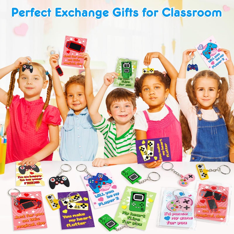 BAYSING 30 Pack Valentines Day Gifts for Kids, Valentines Keychain with Cards, Classroom Exchange Prizes & Party Favors, Kids Valentines Day Cards, Ideal Valentine Gifts for Boys Girls - Image 5