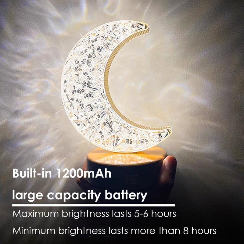 Eworld Cordless Moon Lamp with Touch Sensor, 3-Color Dimmable Rechargeable Gold Table Lamp - Image 4