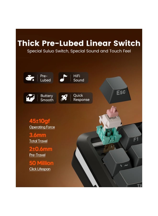 ريدراجون لوحة مفاتيح الألعاب الميكانيكية اللاسلكية K708 Pro - مزودة بحشية وإضاءة خلفية RGB، 81 مفتاحًا قابلًا للتخصيص، 3 أوضاع (2.4 جيجاهرتز/بلوتوث/USB)، مفاتيح قابلة للتبديل السريع ومزيتة مسبقًا، شاشة ومقبض تحكم - Image 3