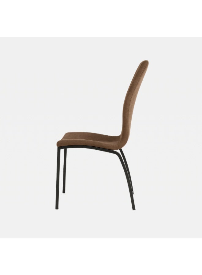 Space Embrace Modern 5 Dining Chair with High Back, Brown Fabric Upholstery, Metal Frame - Image 2