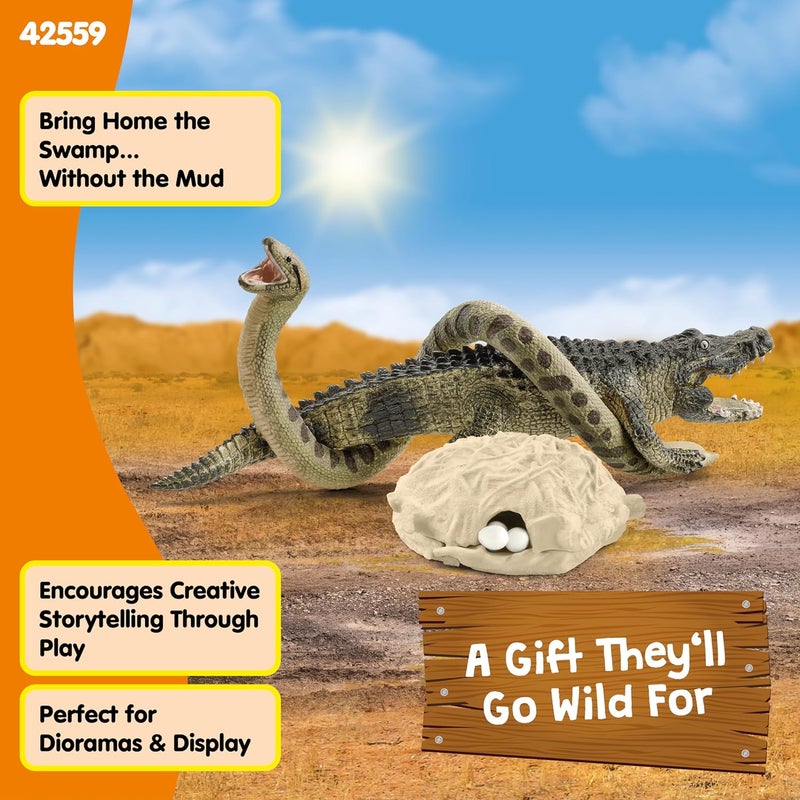 Schleich Wild Life 5-Piece Wild Animal Toy Playset for Boys and Girls Ages 3+, Danger in The Swamp with Alligator and Snake - Image 5