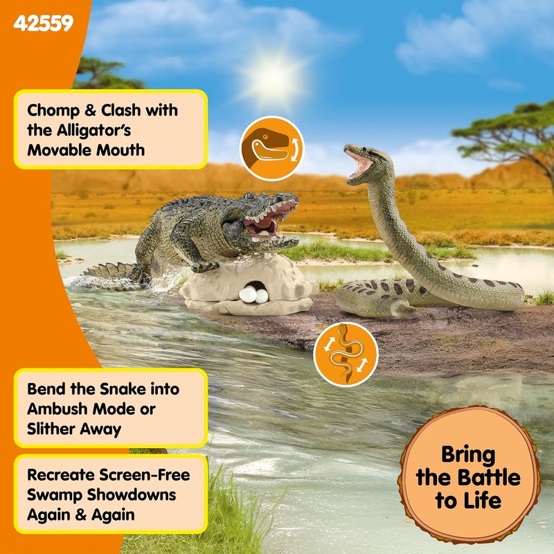 Schleich Wild Life 5-Piece Wild Animal Toy Playset for Boys and Girls Ages 3+, Danger in The Swamp with Alligator and Snake - Image 4
