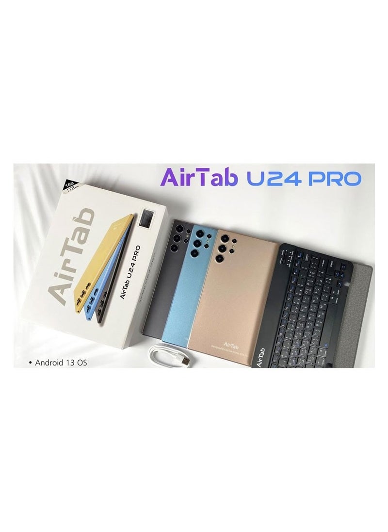 AirTab - AirTab 10.1 -Inch Smart Tablet U24 PRO Android 13 Tablet With 1TB Storage and 16GB RAM Quad Core Wi-Fi LTE Dual Sim with Touch Pen and Keyboard - Black - Image 1