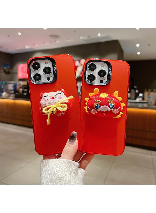 S-TOP Case For iPhone 13 Pro Max New Year Lion Dance Plush Doll Phone Case - Image 2