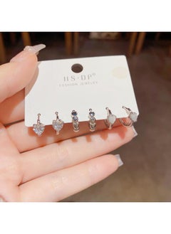 نيبمينينت Korean Style Mori Fashion Ring Ear Buckle Combination Set Earrings All-match Elegant Personalized Trendy Internet Celebrity 