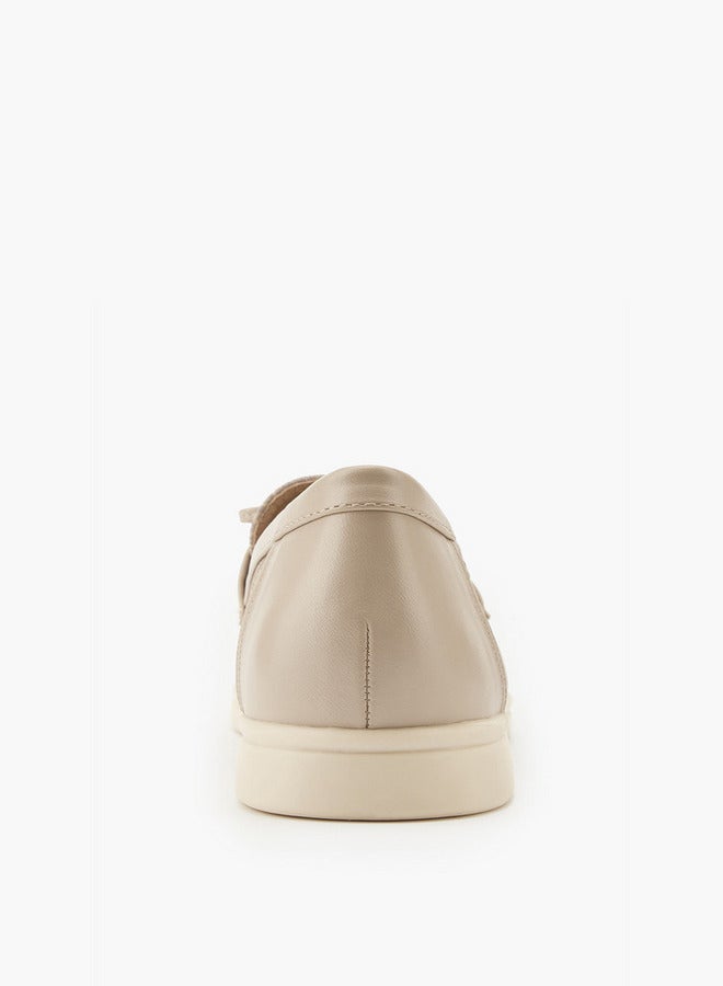 Flora Bella By Shoexpress Monogram Print Slip-On Loafers with Bow Accent - Image 5