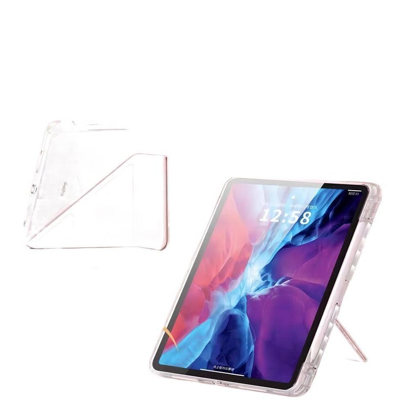 DGG Pink Transparent Clear Back iPad Case for iPad Mini with Pencil Holder - Image 3