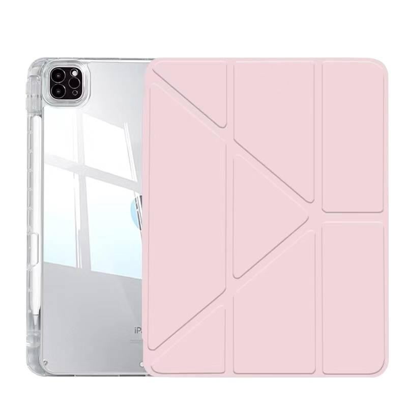 DGG Pink Transparent Clear Back iPad Case for iPad Mini with Pencil Holder - Image 1