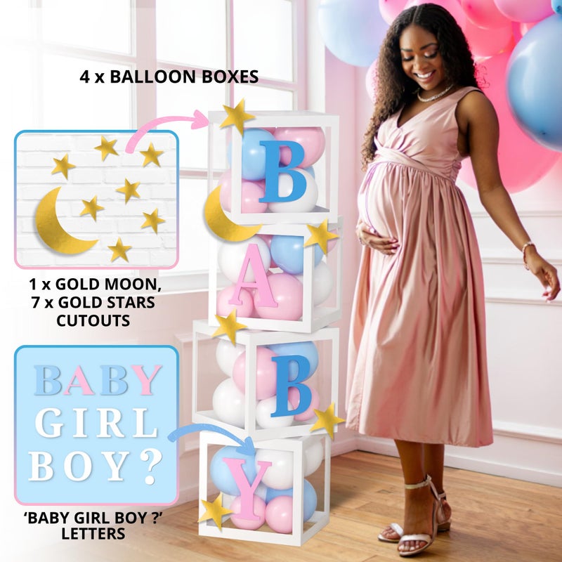 RainMeadow 191 PC Premium Twinkle Twinkle Little Star Gender Reveal Decorations - Includes: Balloon Arch Garland - GIRL BOY Boxes - Gender Reveal Balloon - Cloth Backdrop - Games - Cupcake Toppers and More - Image 5