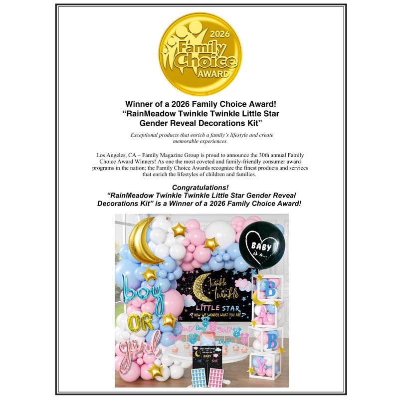 RainMeadow 191 PC Premium Twinkle Twinkle Little Star Gender Reveal Decorations - Includes: Balloon Arch Garland - GIRL BOY Boxes - Gender Reveal Balloon - Cloth Backdrop - Games - Cupcake Toppers and More - Image 2