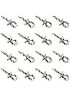 Generic Stainless Steel Screw Eye Pin 10x4mm Stainless Steel Eye Pin Bail Pegs 1.2mm Pin Metal Hoop Peg Screw Eye Pin Hook for Half Drilled Beads Jewelry Earring Making  - Image 1