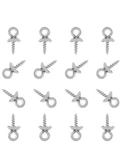 Generic Stainless Steel Screw Eye Pin 10x4mm Stainless Steel Eye Pin Bail Pegs 1.2mm Pin Metal Hoop Peg Screw Eye Pin Hook for Half Drilled Beads Jewelry Earring Making  - Image 2