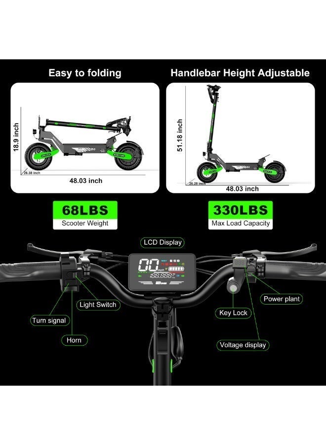 Electric Scooter GT06, 55Km/H Max Speed and max Range 65Km, 1200W Motor, Dual Suspension, Anti-Skid TCS 150Kg Max Load, Foldable - Image 5