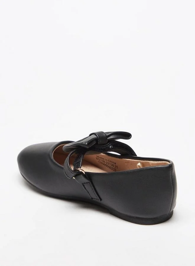 Flora Bella By Shoexpress Flora Bella Bow Accented Mary Jane Shoes With Hook And Loop Closure