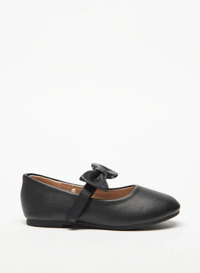 Flora Bella Bow Accented Mary Jane Shoes With Hook And Loop Closure