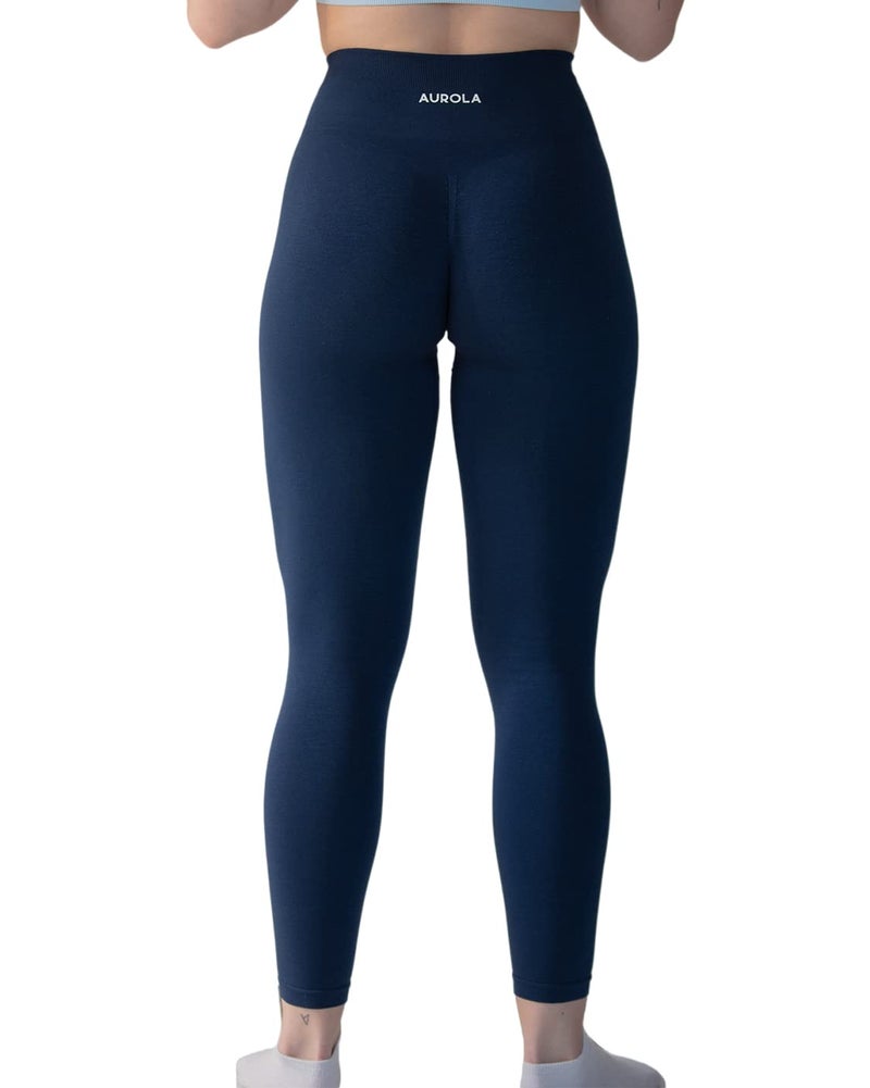 AUROLA Seamless Scrunch Legging Women Yoga Pants 7/8 Tummy Control Workout Running for Workout Fitness Sport Active Ankle Legging-25'' (L, Tuxedo Blue) - Image 2