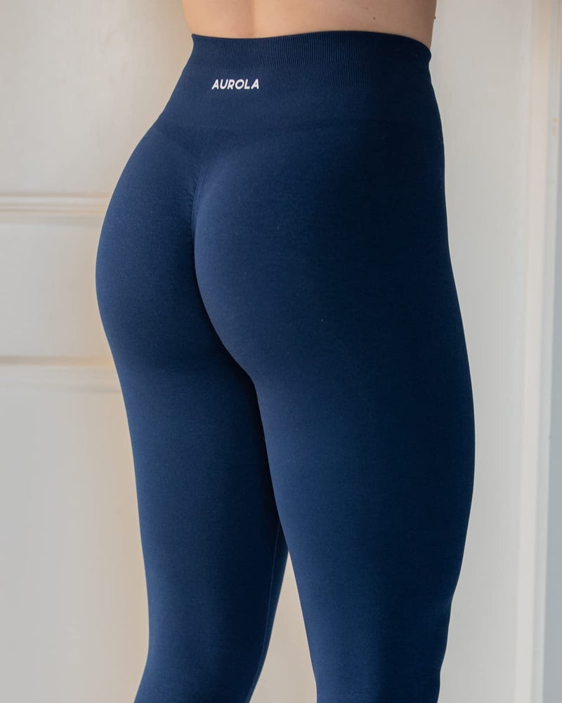 AUROLA Seamless Scrunch Legging Women Yoga Pants 7/8 Tummy Control Workout Running for Workout Fitness Sport Active Ankle Legging-25'' (L, Tuxedo Blue) - Image 5
