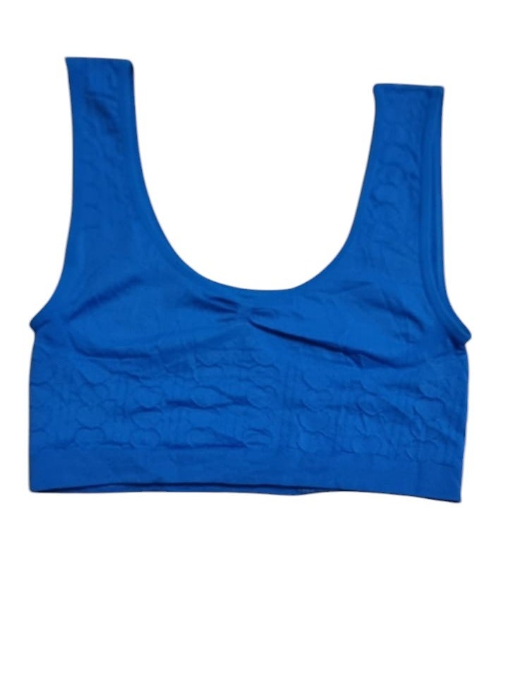 Women's Polyester Non-Wired Soft Tank Top Sports Bra Free Size Light Blue 