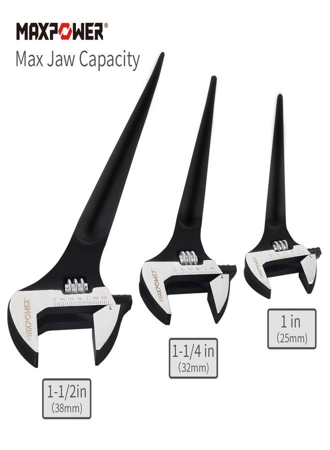 مجموعة مفاتيح ربط MAXPOWER، مكونة من 3 قطع، مقاس 10 بوصة و12 بوصة و16 بوصة قابلة للتعديل مع حقيبة أدوات - Image 2