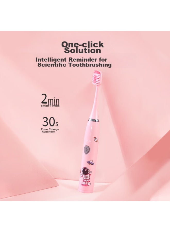 Doctor Ma Dr. Ma Children's Electric Toothbrush For Ages 3-6 Astronaut Pink Brush Heads *4, Children's Gift - Image 2