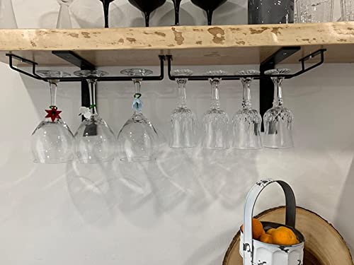 RedDreamer 14-Inch Black Wine Glass Rack, Under Cabinet Wine Glass Holder, Stemware Rack, Hanging Stemware Holder, Set of 2 - Image 5