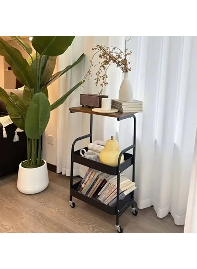 طاولة متعددة الاستخدامات 2 في 1 مع منظم مدمج - طاولة جانبية موفرة للمساحة مع مساحة تخزين مخفية لغرفة المعيشة أو غرفة النوم أو المكتب أو المدخل - تصميم عصري للمنزل - Image 1