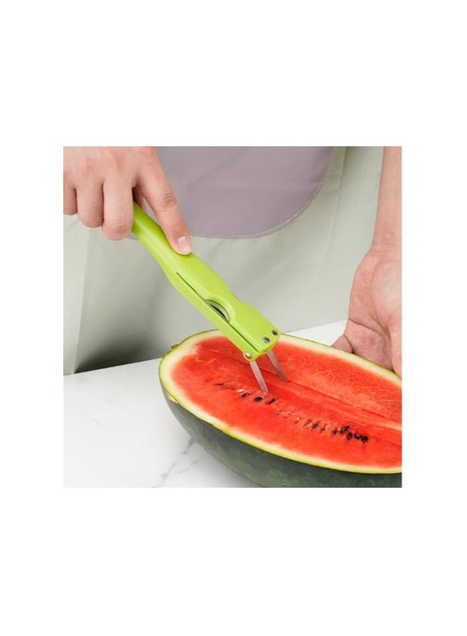 erorex Watermelon Fork Slicer Cutter, Stainless Steel Tool for Camping Kitchen Gadgets, Fruit Cutting Fork (Blue+Green) - Image 3