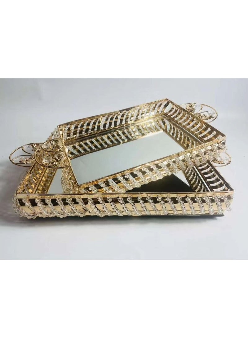 طقم صنيه2 معدن فى استرس لؤلؤ مقاس كبير50*33 مقاس صغير 46*30 - Image 1