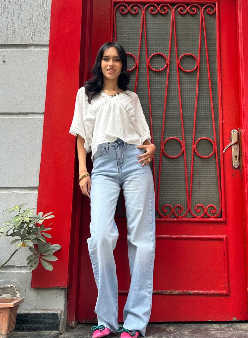CIZARO Straight-Leg - High-Waist Light Blue Jeans - Image 1