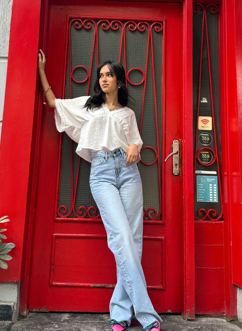 CIZARO Straight-Leg - High-Waist Light Blue Jeans - Image 2