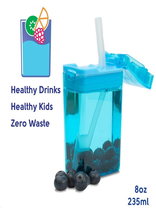 Precidio Design Drink in the Box Eco-Friendly Reusable Drink and Juice Box Container, 8 ounce (Blue) - Image 2