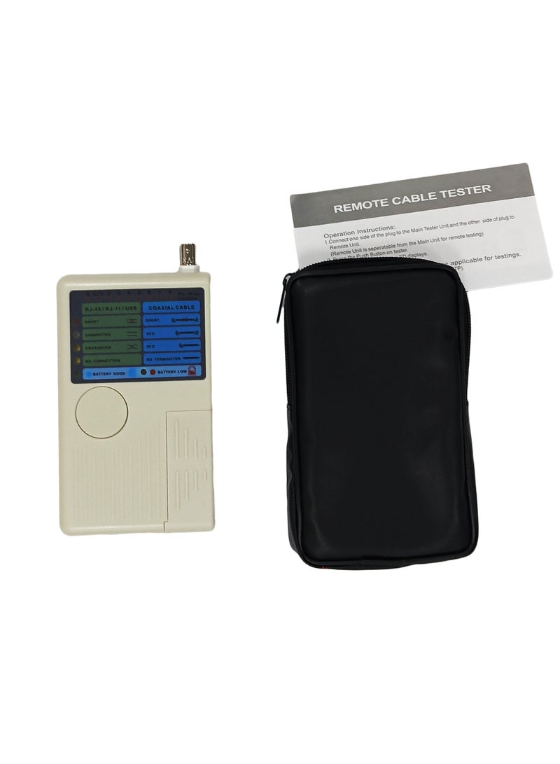 هاي-تيك جهاز فحص الكيابل – يفحص كيابل RJ11 / RJ45 / USB / BNC بسرعة، ويعطيك النتائج على طول. يقدر يحدد المقاومات 25Ω و 50Ω، ويبين لك إذا الكيبل ستريت ولا كروس أوفر، وحتى يوضح لك حالة البطارية. - Image 3