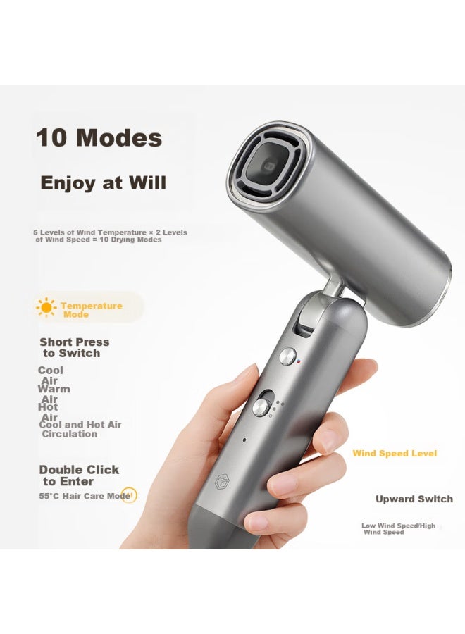 JD.com Jd Original Beauty High-speed Hair Dryer Foldable Silver, 19 Billion Plasma Hair Dryer, Home Quiet Negative Ion High-power Hair Protection Electric Hair Dryer, Birthday Gift For Me - Image 3